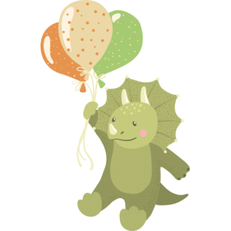 Dinosaur with Balloons Wall Sticker