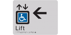 Accessible Lift - Left Arrow manufactured by Bathurst Signs