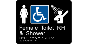 Female Accessible Toilet and Shower RH manufactured by Bathurst Signs