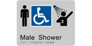 Male Accessible Shower manufactured by Bathurst Signs