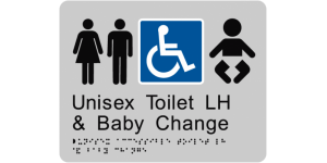 Unisex Accessible Toilet LH & Baby Change manufactured by Bathurst Signs