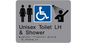 Unisex Accessible Toilet and Shower LH manufactured by Bathurst Signs