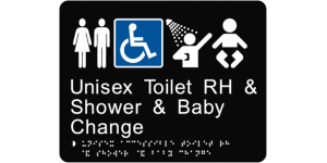 Unisex Toilet RH & Shower & Baby Change manufactured by Bathurst Signs